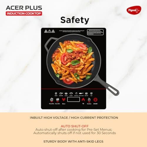 Pigeon By Stovekraft ABS Plastic Acer Plus Induction Cooktop 1800 Watts With Feather Touch Control - Black 4