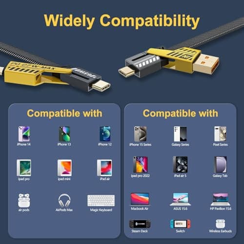 MACLEN 4 in 1 Charging Cable Fast Charging 65W, USB C Cable 4-in-1 Multi Charging Cable with E-Mark Chip, Multiple iPhone Charger Cord for iPhone 16/15/14/13 Series and More(4FT) (1 Pack) 2