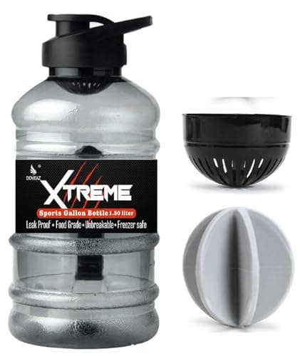 Doveaz Xtreme Sports Water Bottle For Gym, Protein Shaker Bottle, Gallon Water Bottle (1.5 Ltr) With Mixer Ball And Strainer (Pack Of 2) - Plastic, Multicolor 2