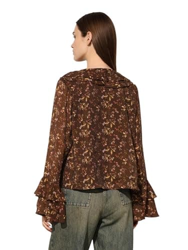 ONLY Women's Floral Print Regular Fit Brown Top 6