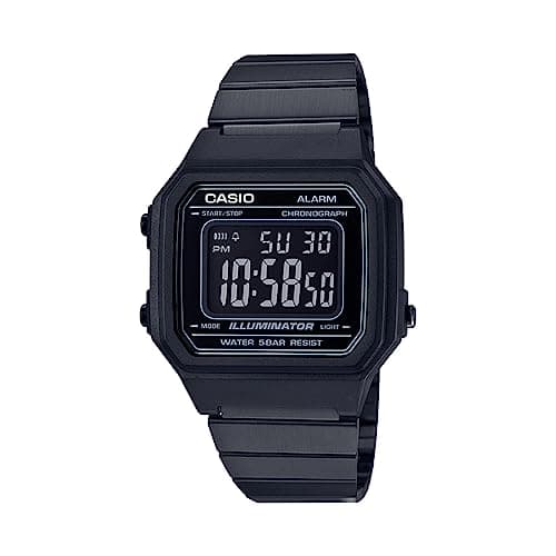 Casio Unisex-Adult Vintage B650WB-1BDF Black Digital Dial Black Stainless Steel Band D199