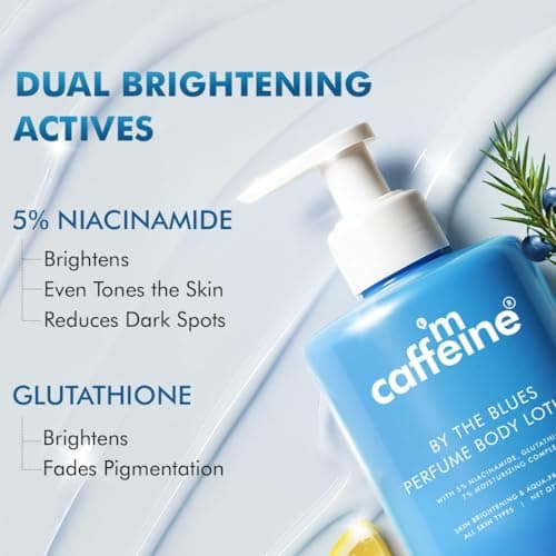 mCaffeine 5% Niacinamide & Glutathione for Brightening & Detan By The Blues Perfume Body Lotion 300ml | | Aquatic-Woody Fragrance | 72H Moisturization| Daily Use Summer Cream Bodylotion for Men & Wome 3