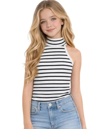 Ninas Baby Girls Solid Cotton Blend Dress Style T Shirt Top (4-5 Years, Black&White)