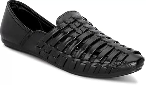 FAXIAN Men's Black Synthetic Slip_On Comfortable/Attractive & Ethnic Nagra Juttis & Mojaris 07 (UK/India) (2015)