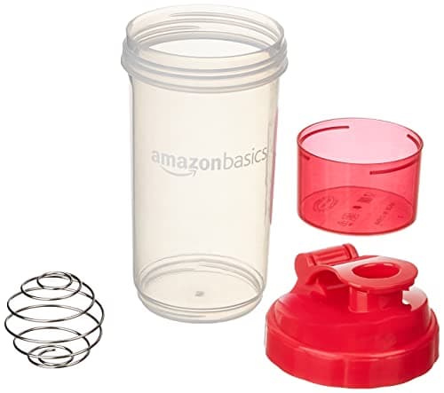 amazon basics Sports Shaker Bottle with Storage Compartment and Blender Ball 2