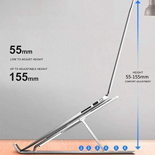 Tryla 6 Angles Adjustable Aluminum Ergonomic Foldable Portable Tabletop Laptop/Desktop Riser Stand Holder Compatible with MacBook, HP, Dell, Lenovo 3