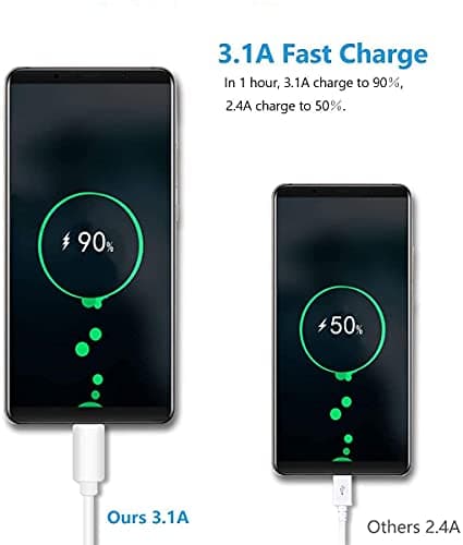 USB Cable Type c for ChromeBook Pixel Cable Original Like USB | Charging & Sync Data Cable | Rapid Quick Dash Fast Charging Cable| Type C to USB-A Cable (3.1 Amp,RW USB - White) 5