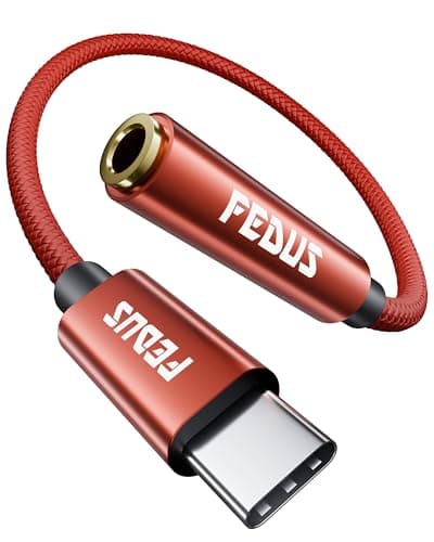 FEDUS Novus USB Type C to 3.5mm Audio Jack Adapter Connector, DAC Chip Headphone Earphones Converter Aux Dongle Cable Compatible with Mobile, iPhone 15/16, Samsung S24/S23/S21, OnePlus, Pixel, iPad