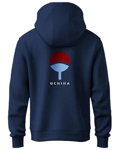 Khakey Hoodie for Mens and Stylish Uchiha Logo Printed Men Hoodie | Hooded Tshirt for Men | Best Winter Wear Sweatshirt with Hood (in, Alpha, XL, Regular, Navy_0802)