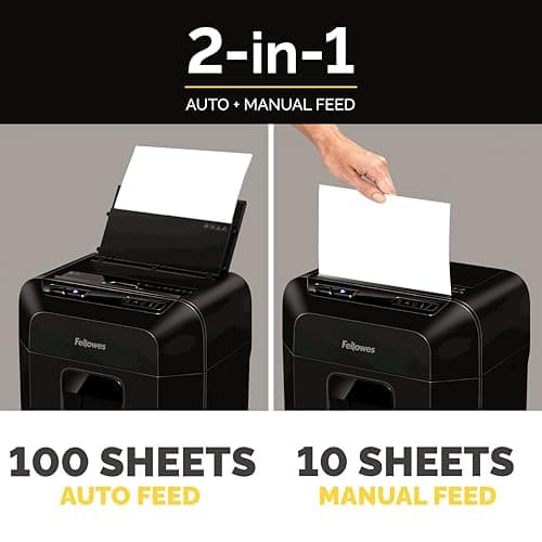 Fellowes AutoMax 100MA 100-Sheet Micro-Cut Autofeed 2-in-1 Paper Shredder for Office/Small Office 2