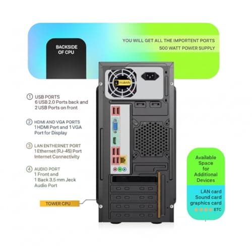 Assembled Powerful Desktop PC- Core i3 2nd-Gen 3.10 Ghz (2120) || 4GB DDR3 RAM || 128GB SSD || Ethernet || HD Graphics 2000 || USB 3.0, Win 10 Pro-Installed - Ideal for Office and Students, Black 2