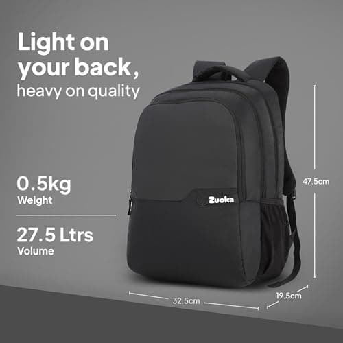 Zuoka Unisex Laptop/Casual/Office/School/Collage/Travel Bag/Backpack For Men,Women,Boys,Girls 30 L (Black) 5