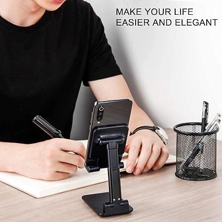 MAXXOX Mobile Holding Tabletop Stand, 0-135 Perfect View, Height Adjustment, Wide Compatibility, Multipurpose, Anti-Skid Design (Twistand, Black) 4
