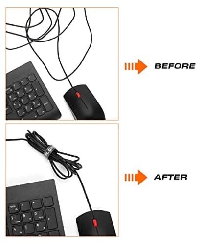 FLORICAN Cable Organiser, Cord Management System for PC, TV, Home Theater, Speaker, Reusable Cable Straps for Desk, WFH Accessories, Reusable Cable Ties Strap (Pack of 3) 4