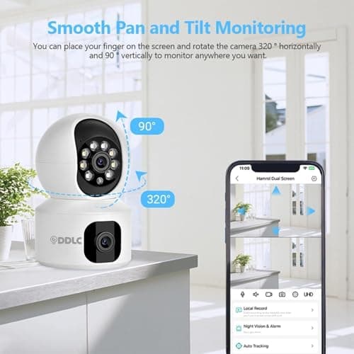 DDLC 5MP Indoor WiFi Smart CCTV Camera for Home | 360° Pan Tilt | Color Night Vision | Motion Detection | Two Way Audio | Wireless Home Security Camera with Mobile App V380 Pro (Upro Dual Lens) 5