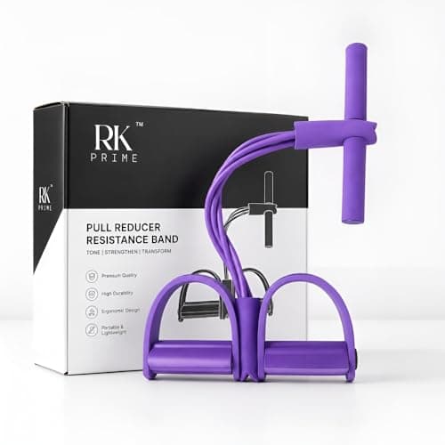 RK Prime™ Pull Reducer Resistance Band – 4-Tube Yoga Pedal Puller for Tummy, Waist & Full Body Workout | Natural Rubber | Arm & Leg Exercise | Home Gym | Men & Women | Made in India