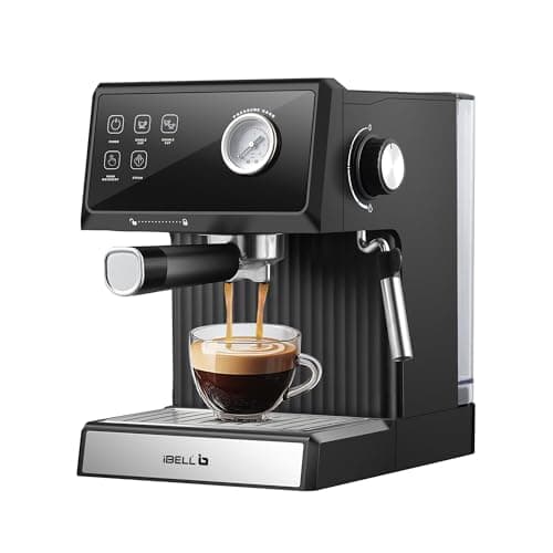 IBELL Espresso Coffee Machine for Home,20 Bar Pressure Pump,Touch Controls,Milk Frother Steam Wand,Temperature Control System, Espresso,Cappuccino, Americano & Latte Maker,1200W, 2-Year Warranty