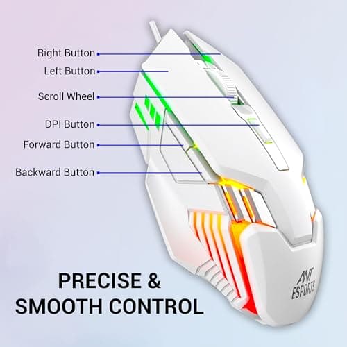 Ant Esports MK710 V2 Membrane TKL Wired Gaming Keyboard Mouse Combo 87 UV Coated Mechanical feel Keys Cool RGB Backlight Keyboard,1200-3600 DPI Aero-Jet RGB Gaming Mouse with Type C Adapter_ Mercury 5