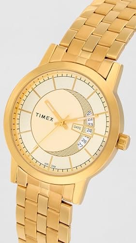 TIMEX Classics Analog Watch for Unisex with Champagne Round Dial & Gold Stainless Steel Bracelet Band Water Resistant Unisex Wrist Watches - TW00PR229 4