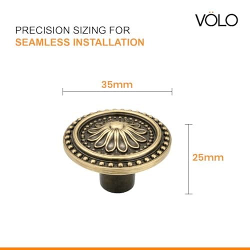 VOLO® Antique Brass Cabinet Knob Pull Handle (Knob_152_Antique (2pcs)) 2