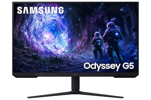 Samsung 32" Odyssey G5 Gaming Monitor with QHD|180Hz Refresh Rate|1ms Response time|FreeSync|HDR10|Height Adjustable Stand - Tilt/Swivel/Pivot|Display Port|Headphone|HDMI|LS32FG510EWXXL|Black