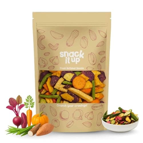 Snack It Up Vacuum Cooked Mix Vegetable Chips (90g) | Healthy Chips | 8 Real Dehydrated Air Fried Healthy Snacks | Gluten Free, Vegan, Plant Based | Low Oil, Zero Preservatives | Organic , Non GMO, Lo