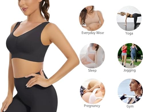 Womens Sports Bra Seamless Support Yoga Gym Stretch Activewear Workout Fitness Black 5