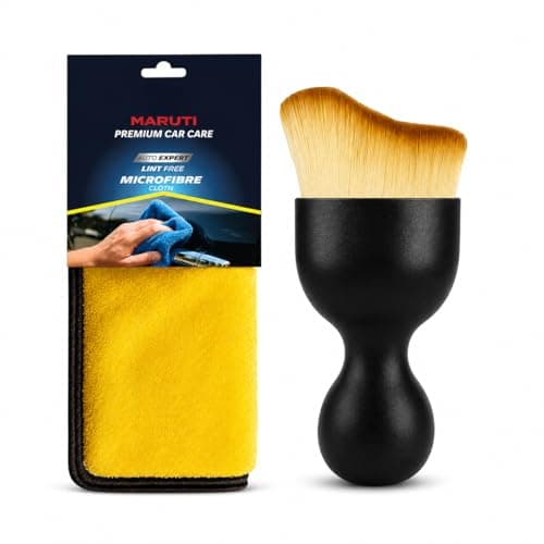 Premium Microfiber Cloth & Soft Detailing Brush | Car Cleaning Kit | Dashboard Dust Cleaner Brush | Scratch-Free Lint-Free Microfiber Towel | Car Interior & Exterior Cleaning Accessories (30*40)(S04)