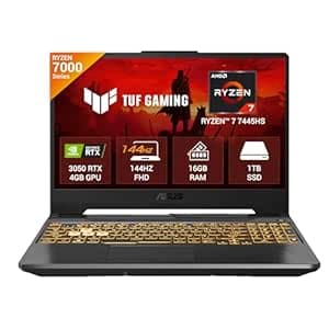 ASUS TUF A15 (2025) AMD Ryzen 7 7445HS,Gaming Laptop,RTX 3050-4GB,75W TGP,16GB RAM (Upgradeable Upto 64GB) 1TB SSD,FHD,15.6",144Hz,48Whrs,M365 Basic (1Year)*,Office 2024,Black,2.3 Kg,FA506NCG-HN251WS