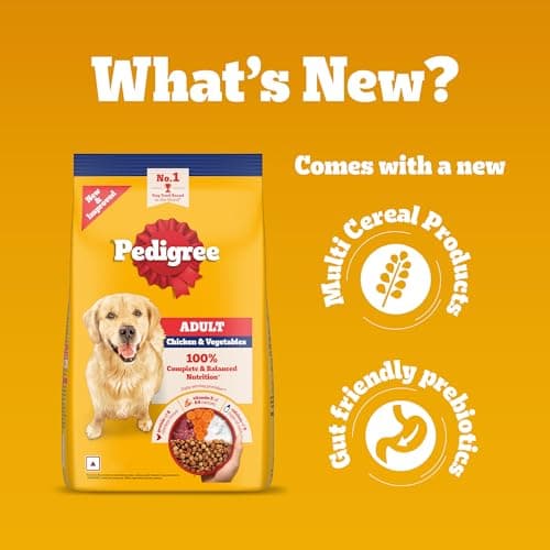 Pedigree Adult Dry Dog Food, Chicken & Vegetables, 3 kg, Contains 37 Essential Nutrients, 100% Complete & Balanced Food for Adult Dogs 3