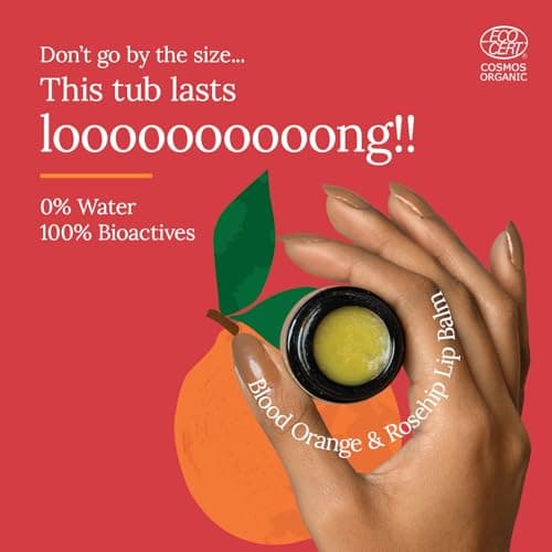 Juicy Chemistry Organic Lip Balm with Blood Orange & Rosehip, 5g | Deeply Moisturising & Brightening Lip Care | Reduces Lip Pigmentation | Dermatologically Tested | 100% Natural | Certified Organic &  5