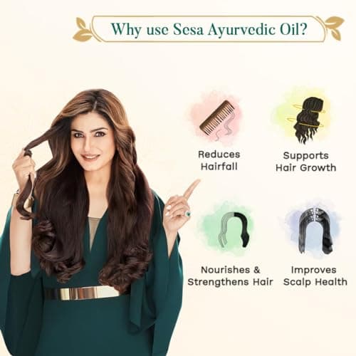 SESA Ayurvedic Hair Oil With Bhringraj & 17 Rare Herbs With Coconut Oil and 4 Nourishing For Hair Growth Help Control Hair Fall with Easy Applicator For Women and Men (200 ml) 5