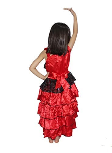 Kaku Fancy Dresses Polyester Spanish Girl Global Ethnic Costume -Red & Black, 5-6 Year 4