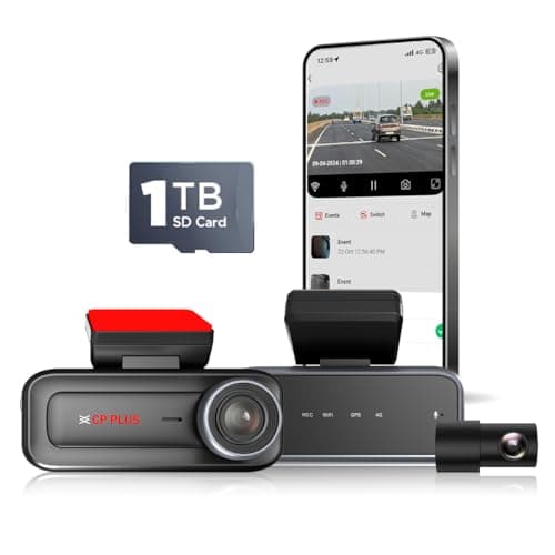 CP PLUS 4G Live Dashcam for Car | 2MP FHD Front & Rear Dash Cam | Remote Live View | GPS Tracking & Smart Alerts | WDR Night Vision | G-Sensor | 2Way Talk | App View | Upto 1TB Storage | CP-H27B