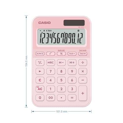 Casio MS-20YC Stylish and Colourful 12-Digit Mini Desktop Tax Calculator, Light Pink 4