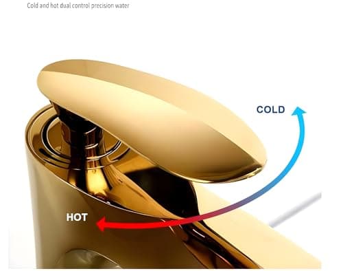 24x7 eMall Gold Faucet Tap Mixer Hot and Cold Water Heavy Single Lever Basin Mixer 7 inches with Connector Pipes and Ceramic Cartridge for Bathroom Wash Basins 5