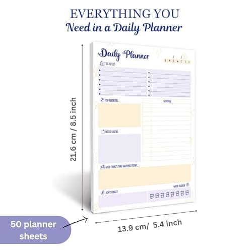 Doodle To Do List Notepad | Undated Daily Planner Pad with 50 Tear-Off Sheets | Hourly Schedule + Task Checklist | A5 Size | 90 GSM Paper | Office, Home & School Organizer 4