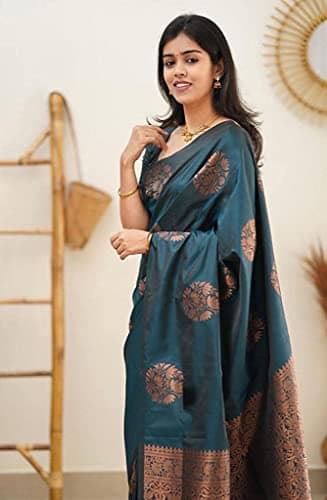 Yashika Women's Banarasi Cotton Silk Jacquard Saree (MUDRA RAMA 02) 2