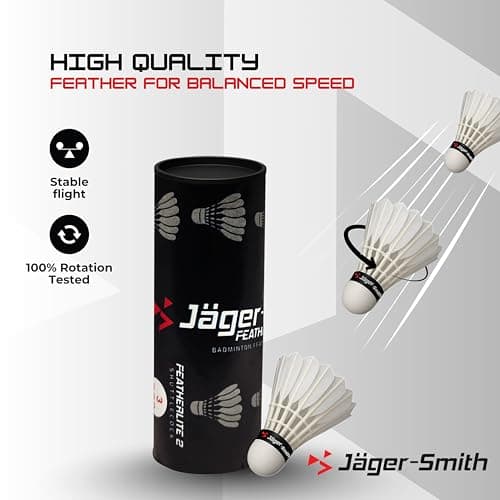 Jager-Smith JS2000(Blue,White) Combo Aluminium Badminton Racquet with Tempered Steel Shaft & Featherlite 2 (Pack of 3) Feather Shuttles&Full Cover (Made in India) 5
