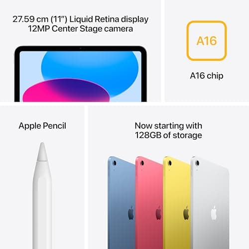 Apple iPad 11″: A16 chip, 27.69 cm (11″) Model, Liquid Retina Display, 128GB, Wi-Fi 6, 12MP Front/12MP Back Camera, Touch ID, All-Day Battery Life — Blue 5