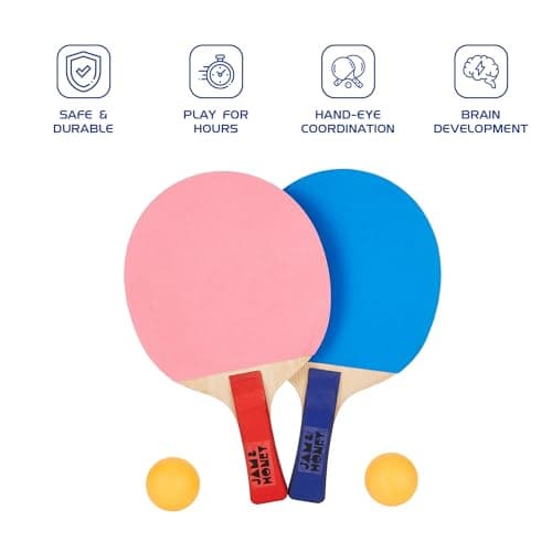Amazon Brand - Jam & Honey Table Tennis Trainer for Kids & Teens 3+ Years, Indoor Outdoor Portable Ping Pong Practice Set with Paddles & Balls, BIS Certified Child Safe Sports Toy, Birthday Gift 5