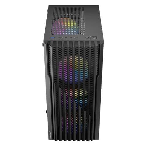 Antec AX22 Elite Mid-Tower Case - Black | Supports ATX, M-ATX, ITX | 3 x 120mm Fixed RGB Fans & 1 x 120mm RGB Rear Fan | Tempered Glass | Support 240mm Radiator | Max GPU Length 295mm 5