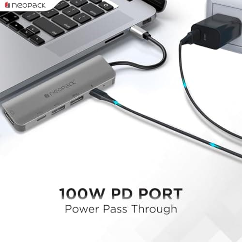 Neopack 5in1 USB C Hub Multiport Adapter with HDMI 4K 30Hz, 100W PD Fast Charger, USB-A 5Gbps Data Ports, for MacBook Pro, MacBook Air, iPad Pro, XPS & More 5