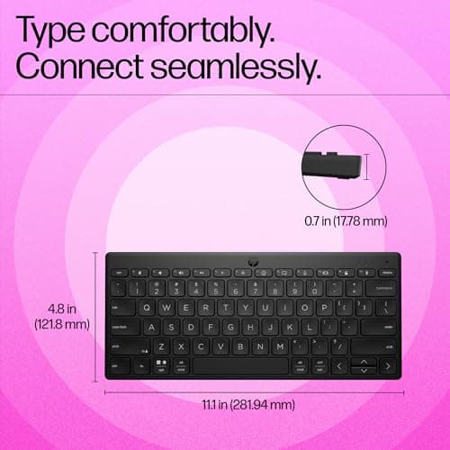 HP 350 Compact Multi-Device Bluetooth Wireless Keyboard; Spill Resistant; Swift Pair; OS Auto-Detection, LED Indicator, Battery Life Up to 24 Months, 3 Years Warranty 2