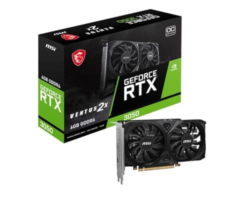 MSI GeForce RTX 3050 Ventus 2X 6G OC Graphic Card - NVIDIA GeForce RTX 3050 GPU, 6GB GDDR6 96-Bit Memory, 14 Gbps, PCI Express 4 Interface, Up to 1492 MHz, Dual Fan - PCIe