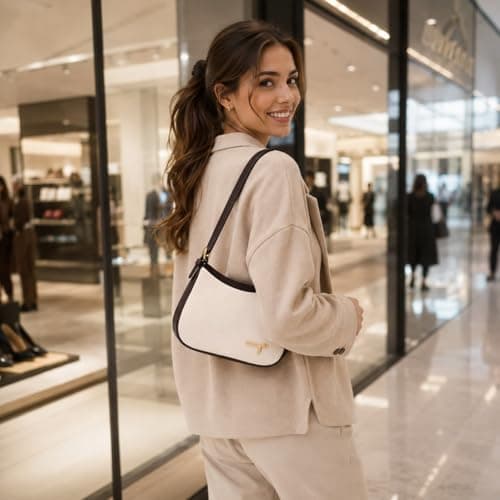adira Elegant Shoulder Bag for Women | Cream Mini Handbag with Contrast Trim | Lightweight Stylish Purse for Daily Use, Party, Travel & Gifting 5