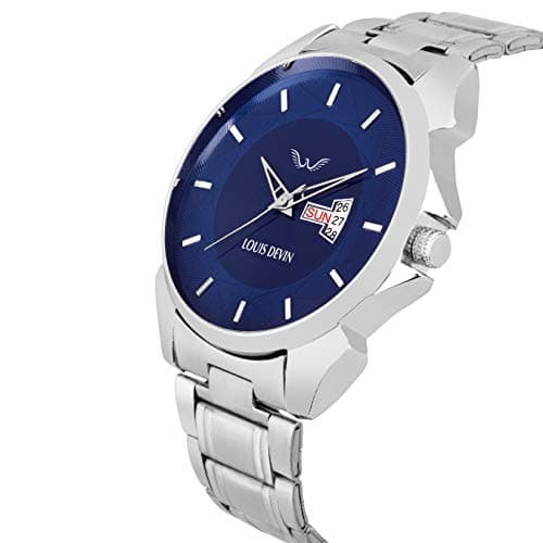 LOUIS DEVIN Analog Men's Stainless Steel Watch (Blue Dial Silver Colored Strap) 2