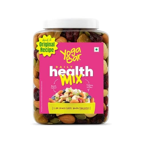 Yogabar Trail Mix - Daily Health Mix 850g - Mixed Nuts with Dry Fruits & Seeds - Mixed Dry Fruits with Almonds Cashews Raisins Cranberries Pumpkin Seeds - Healthy Snack Reusable Jar 850g