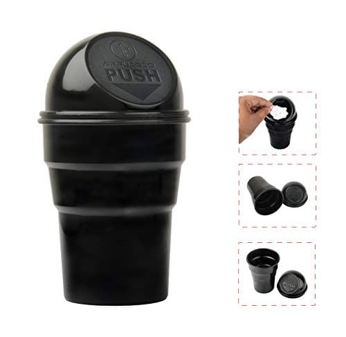 APPUCOCO Mini Car Trash Bin Can Holder Dustbin - Black (L 17 x W 6.5 cms) 2