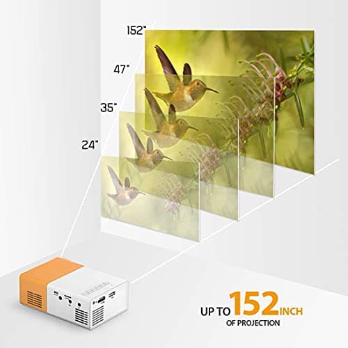 YG300 400LM Portable Mini Home Theater LED Projector with Remote Controller, Support HDMI, AV, SD, USB Interfaces (Yellow) HD 1.8 4